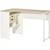 Bureau d'angle HOMCOM - Bureau informatique multi-rangement - Aspect chêne clair et blanc