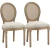 HOMCOM Lot de 2 chaises de salle à manger médaillon style Louis XVI beige