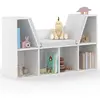 Bibliothèque banc oscar 6 cases avec coussins gris 102 cm blanc