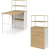 ID MARKET Bureau bibliothèque pliable ray plateau rabattable bois façon hêtre et blanc