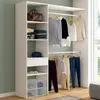 ID MARKET Kit dressing meline 160 x 40 x 180 cm blanc avec étagères + tiroir + double penderie