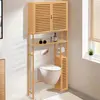 IDMARKET Meuble WC 3 en 1 avec armoires de rangement bambou BEA