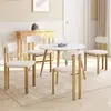 IDMarket Lot de 4 chaises ESMA en métal effet bois et tissu bouclette ...