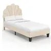 IDMarket Lit simple coquillage 90 x 190 cm amanda avec sommier velours beige