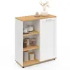 IDMARKET Buffet d'appoint blanc et bois