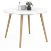 IDMARKET Table à manger fixe ronde angela 4-6 personnes blanc pieds bois 110 cm