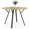 IDMARKET Table à manger ronde bois et noir 110 cm 4-6 personnes
