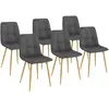 IDMarket Lot De 6 Chaises Mila En Velours Gris Foncé Pied Effet Bois P...