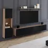 IDMarket Ensemble meuble tv 180 cm avec colonne et étagère elio bois et noir
