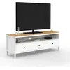 IDMarket Meuble Tv 140 Cm Achille 3 Tiroirs Blanc Et Plateau Bois
