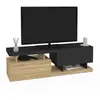 Meuble tv 140 cm angulo 2 portes effet bois et noir