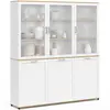 IDMARKET Buffet vaisselier 160 cm VITO meuble de cuisine 6 portes blanc et bois
