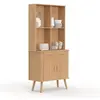Buffet de cuisine 80 CM 2 portes + tiroir effet lattes tasseau de bois