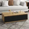 IDMarket Table Basse Tomi 110 Cm Avec Porte Façon Hêtre Et Noir