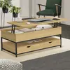 IDMarket Table basse industrielle rectangulaire plateau relevable