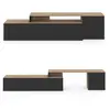 IDMarket Meuble TV 180-240 cm modulable d'angle BASILE rotatif bois et noir