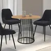IDMARKET Table à manger ronde YUNA 4 personnes plateau bois et pied fi...