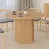 Table ronde 6 personnes bois effet hêtre 110 cm pied hexagonal