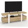 Meuble tv 140 cm phoenix avec tiroirs bois et blanc