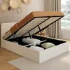Lit coffre double bradford avec tête de lit et sommier 140 x 190 cm ti...