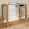 Bureau scandinave HUGO avec 3 tiroirs et niche blanc et bois