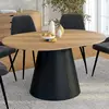 IDMARKET Table à manger ronde extensible ANGELE 4-8 personnes bois eff...