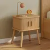 Lot de 2 tables de chevet romie effet lattes 2 portes coulissantes