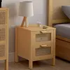 IDMARKET Lot de 2 tables de chevet EDHEN 2 tiroirs cannage et bois