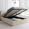 Lit coffre double nuage avec tête de lit matelassée et sommier 140 x 1...