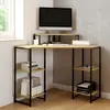 Bureau d'angle industriel avec rangements bois et métal noir
