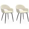 IDMarket Lot de 2 chaises de salle à manger en velours crème