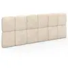 IDMarket Tête de lit suspendue matelassée NUAGE velours beige 160 cm