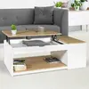 IDMARKET Table de salon avec plateau relevable bois blanc et façon hêtre