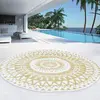 ID MARKET - tapis exterieur ROND naturel et blanc d.150 cm