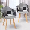 IDMARKET Lot de 2 chaises de salle à manger scandinaves SARA motifs patchworks noirs, gris et blancs