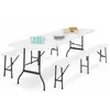 ID MARKET Table pliante portable 180 cm et 2 bancs pliables pour camping buffet