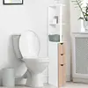 Idmarket - Meuble wc étagère bois willy 3 portes blanc et hêtre