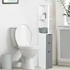 Idmarket - Meuble wc étagère bois willy 3 portes blanc et gris