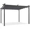 IDMARKET Pergola toit rétractable 4 pieds 3x4 m tonnelle gris anthracite
