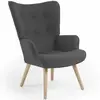 ID MARKET - Fauteuil scandinave IVAR en tissu gris anthracite