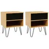 IDMARKET Lot de 2 tables de chevet noemi 1 tiroir avec niche bois pied épingle
