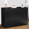 IDMarket - Commode 6 tiroirs TOMI 110 cm Bois Noir