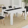 IDMARKET Table à manger rectangle georgia 6 personnes blanche et noire 140 x 90 cm