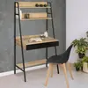 Bureau étagère - IDMARKET - BOSTON - Métal - Marron - Meuble de bureau