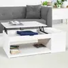IDMarket Table Basse Plateau Relevable Elea Avec Coffre Bois Blanc