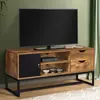 IDMarket Meuble Tv Chicago 2 Tiroirs Avec Placard Design Industriel