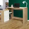 IDMARKET Bureau d'angle en forme de l bob avec portes façon hêtre et blanc