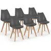 IDMARKET Lot de 6 chaises scandinaves SARA gris foncé pour salle à manger