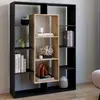 IDMARKET Étagère bibliothèque noire et bois 143 cm 11 compartiments