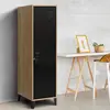 IDMARKET Armoire vestiaire bois et porte métallique noir design industriel